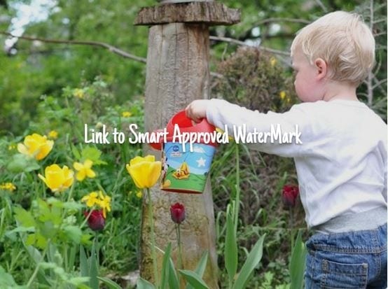 child watering plants